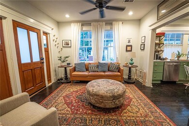 Custom hardwood entry door, open living space