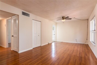 View from the front door to the living room.   To 
