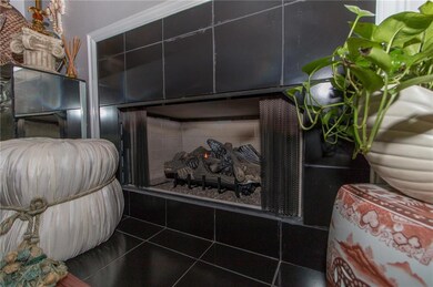 The gas log fire place-warm and inviting on those 