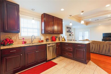 Lots of granite workspace in this kitchen.