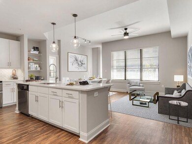 Kitchen with ceiling fan, dishwasher, white cabine