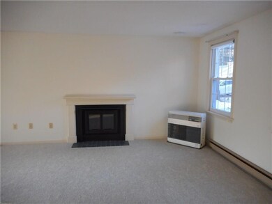Living room with wood burning...