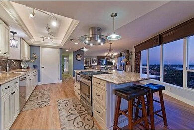 Evening view of Island Kitchen with quartz counter
