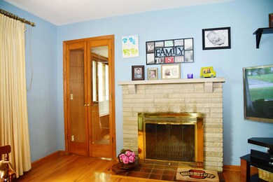 LR fireplace and french doors