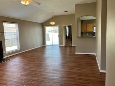 Looking from the living room to the dining room an