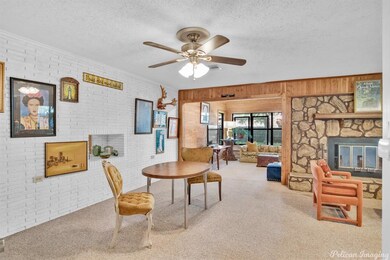 Dining area with accent wall