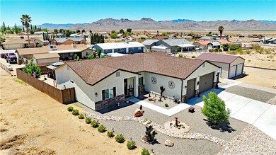 Aerial view of residential area with a mountain ba