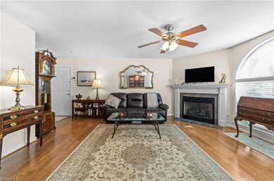 Open living room with gas logs