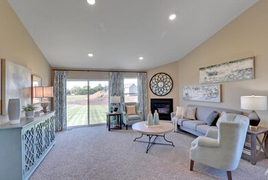 Cozy and bright living room with slider to future 