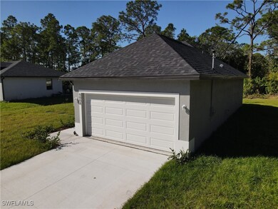View of detached garage