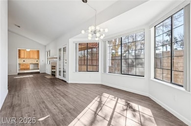 Unfurnished dining area with baseboards, a notable