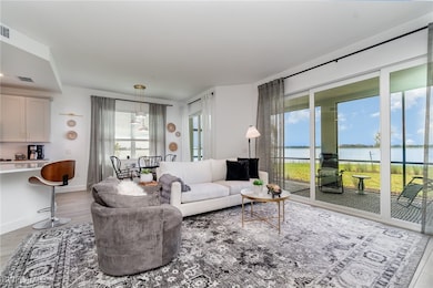Living area with a water view