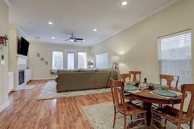 Additional view of the dining room, living room an