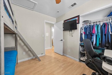 Office area featuring light wood finished floors a