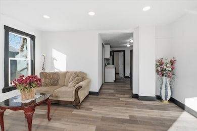 Living area featuring recessed lighting and light wood-style flooring
