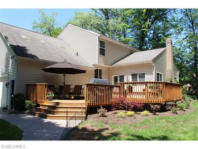 On the back of the home is a beautiful wooden deck