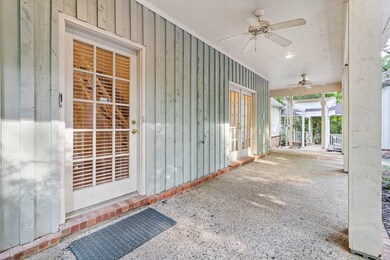 View of patio with ceiling fan