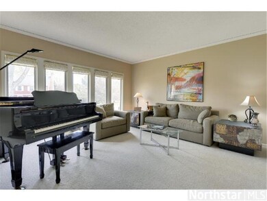 A sunken formal living room adjacent to the entran