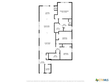 Floor plan showing 3 Bedrooms and 2 Full Baths in
