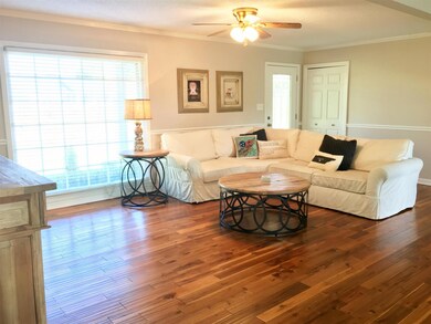 Lots of natural lighting in living room.