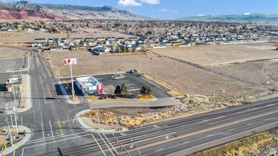 Aerial perspective of suburban area with