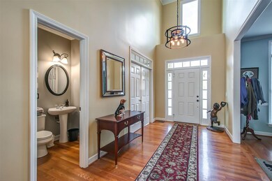 The vaulted foyer makes for a grand entrance.