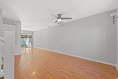 Unfurnished room with ceiling fan and light wood-t
