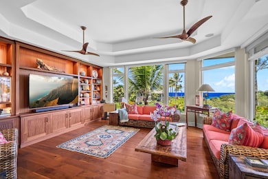 Living room with 11' coffered ceilings
