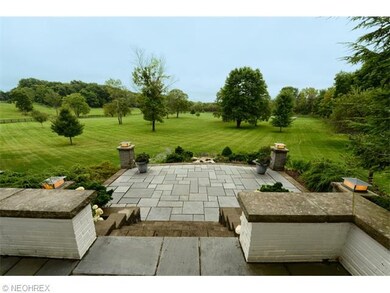 View of blue stone patio from formal living area o