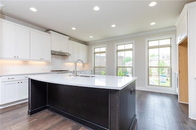 Kitchen with recessed lighting, stainless steel ga