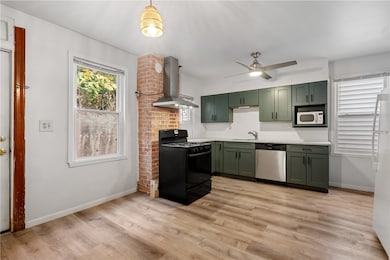 Kitchen open to large dining area