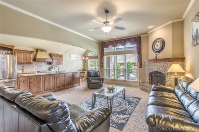 Nice open floor plan with gas fire place.
