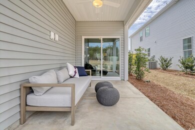 View of patio with an outdoor hangout area, ceilin
