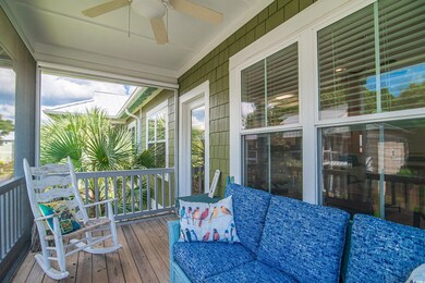 Wooden terrace with ceiling fan