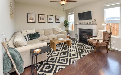 Open living area with fireplace