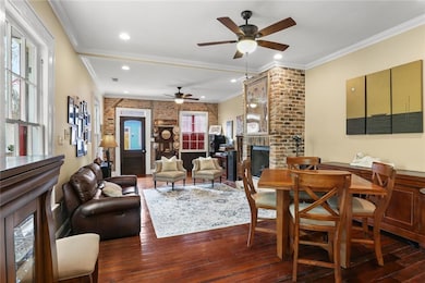 Dining area.  Note gas jet fireplace.