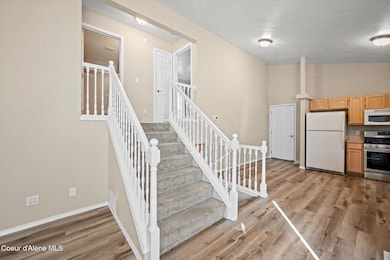 View into kitchen from living room