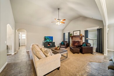 Tile walk way around living room