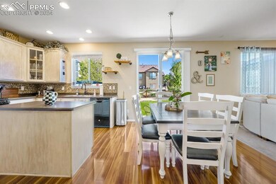 Kitchen with backsplash, decorative light fixtures