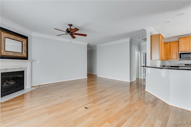 Glowing Hardwood floors, newer ceiling fan