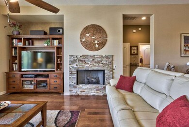 Fireplace with Stacked Stone Surrounds