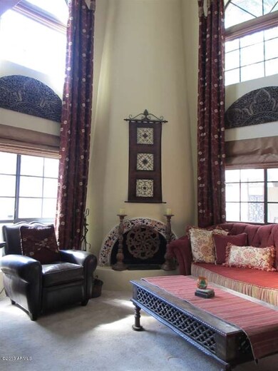 Arched windows, beehive fireplace