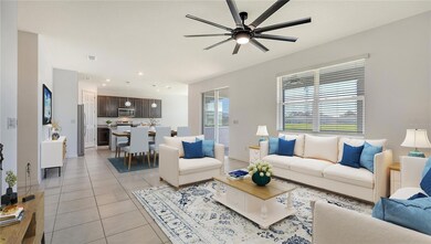 Virtually staged great room.