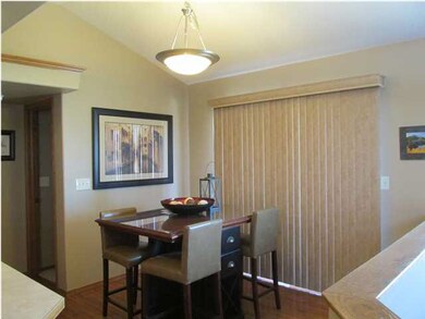 Eating area has sliding door out to the deck and h