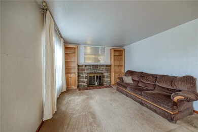 Living Room with wood burning fireplace