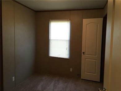 Carpeted empty room with crown molding and health