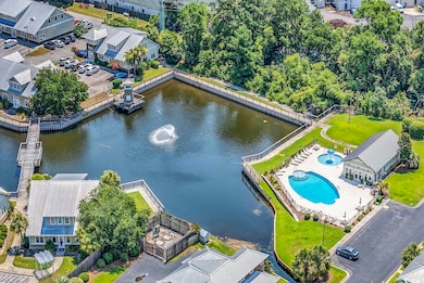 Bird's eye view with a residential view and a wate