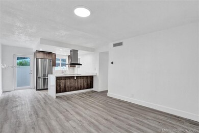 Living space and kitchen, Ecobee thermostat (wifi connectable).