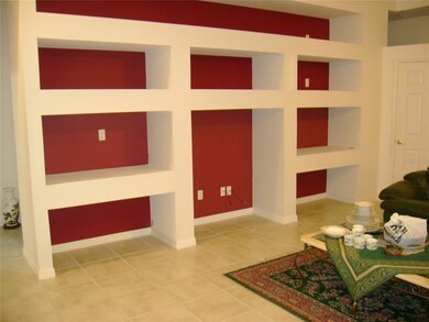 built-in shelves in familh room