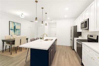 Digitally staged furniture and appliances.